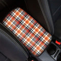 Orange And Black Madras Plaid Print Car Center Console Cover