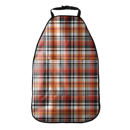 Orange And Black Madras Plaid Print Car Seat Organizers