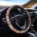 Orange And Black Madras Plaid Print Car Steering Wheel Cover