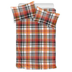 Orange And Black Madras Plaid Print Duvet Cover Bedding Set