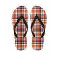 Orange And Black Madras Plaid Print Flip Flops