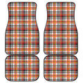Orange And Black Madras Plaid Print Front and Back Car Floor Mats