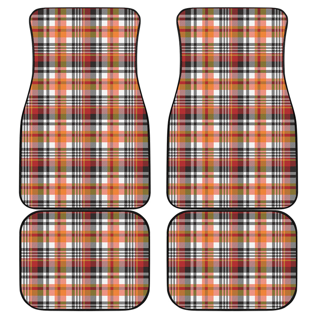Orange And Black Madras Plaid Print Front and Back Car Floor Mats