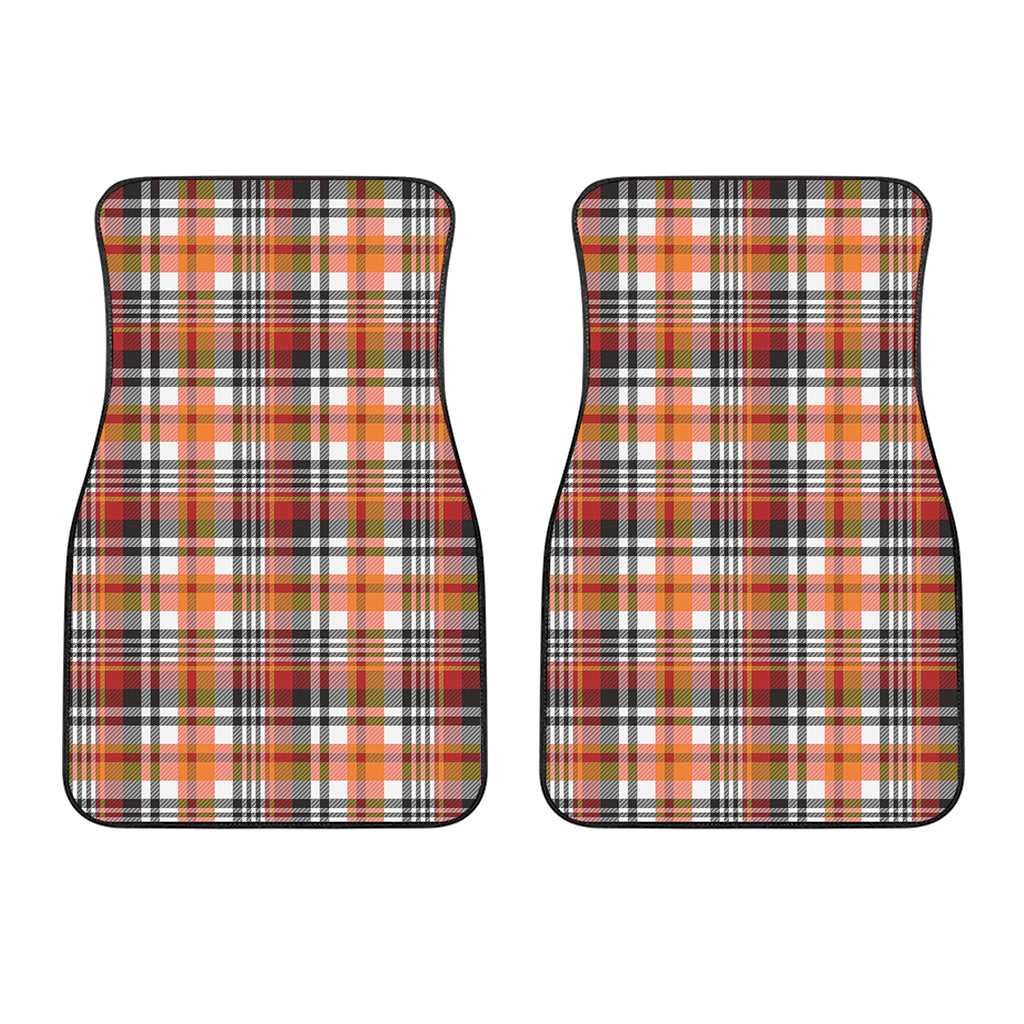 Orange And Black Madras Plaid Print Front Car Floor Mats