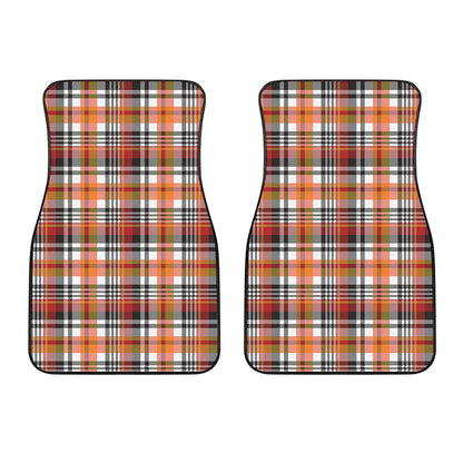 Orange And Black Madras Plaid Print Front Car Floor Mats