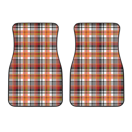 Orange And Black Madras Plaid Print Front Car Floor Mats