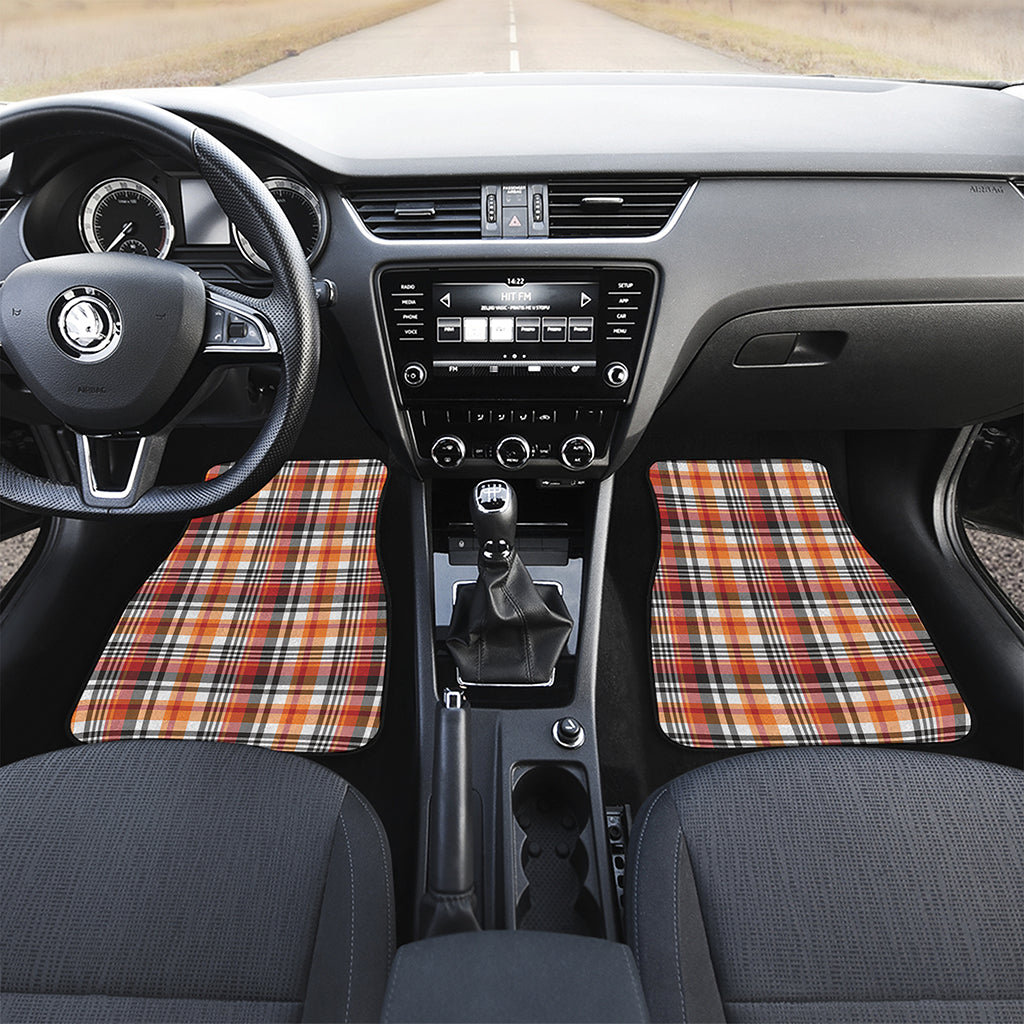 Orange And Black Madras Plaid Print Front Car Floor Mats