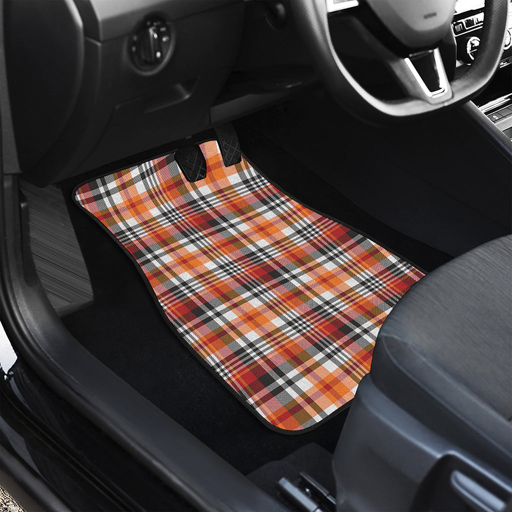 Orange And Black Madras Plaid Print Front Car Floor Mats