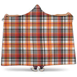 Orange And Black Madras Plaid Print Hooded Blanket