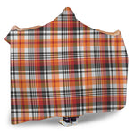 Orange And Black Madras Plaid Print Hooded Blanket