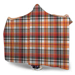 Orange And Black Madras Plaid Print Hooded Blanket