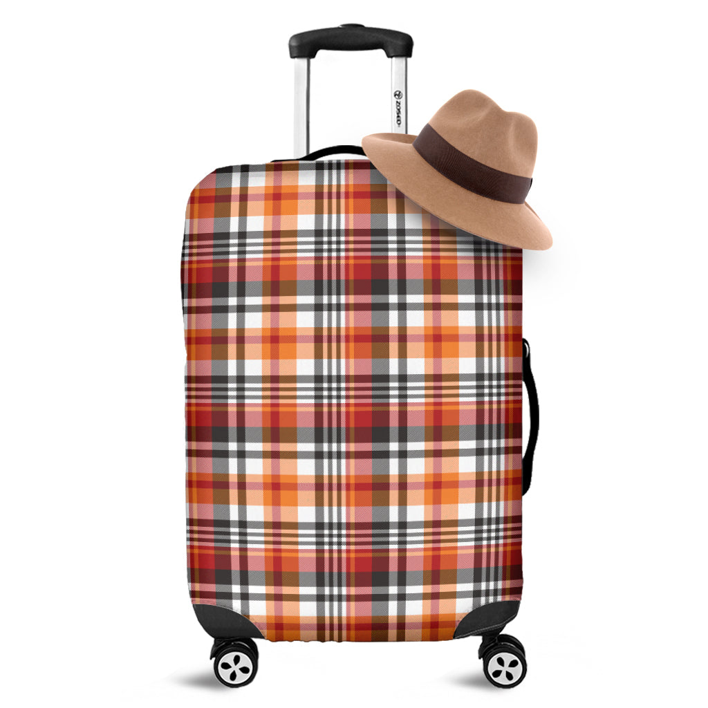 Orange And Black Madras Plaid Print Luggage Cover