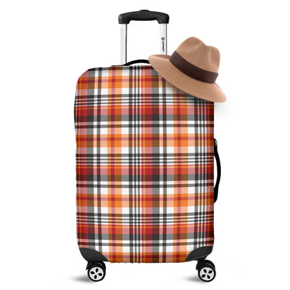 Orange And Black Madras Plaid Print Luggage Cover