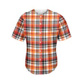 Orange And Black Madras Plaid Print Men's Baseball Jersey