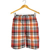Orange And Black Madras Plaid Print Men's Shorts