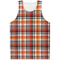 Orange And Black Madras Plaid Print Men's Tank Top
