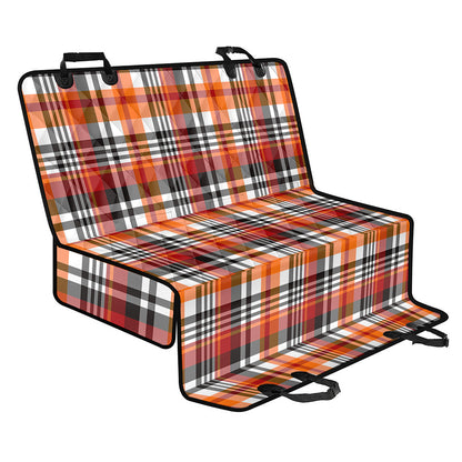 Orange And Black Madras Plaid Print Pet Car Back Seat Cover