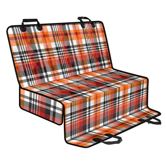 Orange And Black Madras Plaid Print Pet Car Back Seat Cover
