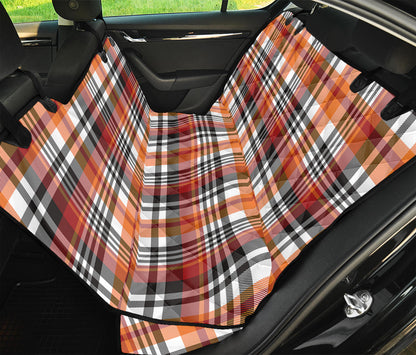 Orange And Black Madras Plaid Print Pet Car Back Seat Cover