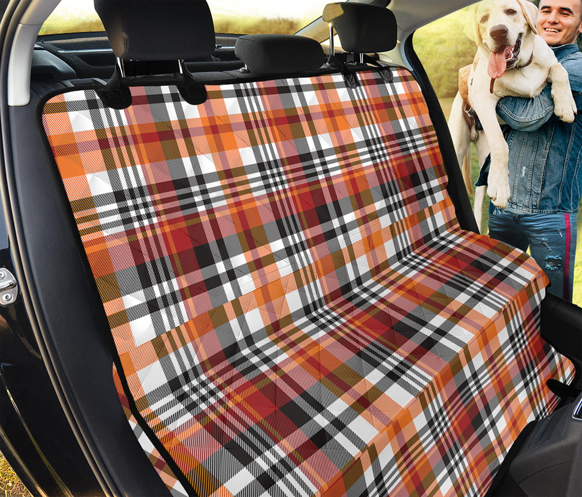 Orange And Black Madras Plaid Print Pet Car Back Seat Cover