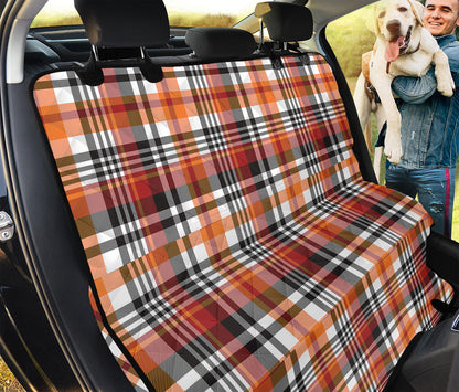 Orange And Black Madras Plaid Print Pet Car Back Seat Cover