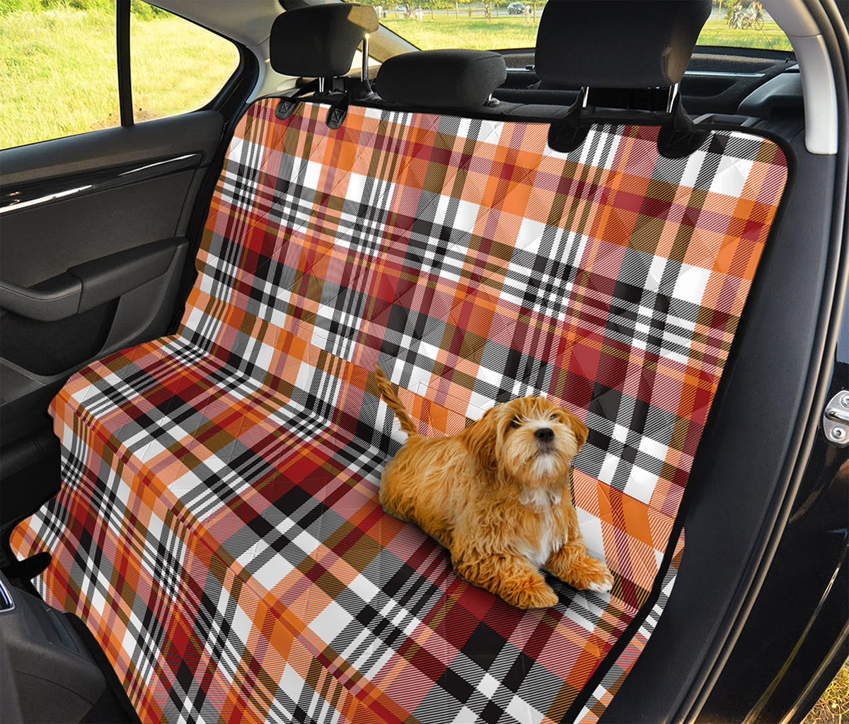 Orange And Black Madras Plaid Print Pet Car Back Seat Cover