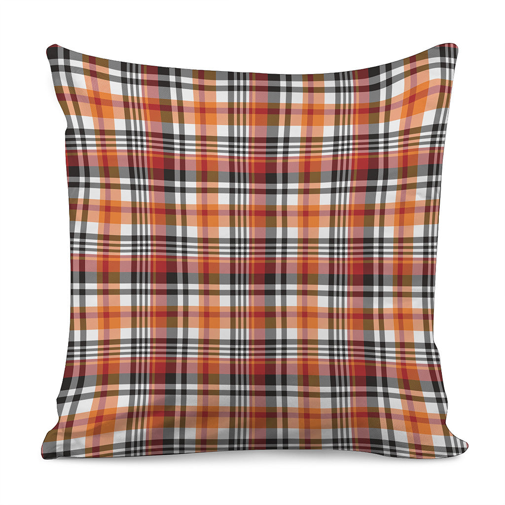 Orange And Black Madras Plaid Print Pillow Cover