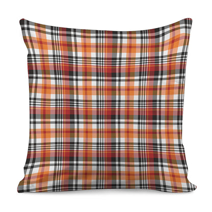 Orange And Black Madras Plaid Print Pillow Cover