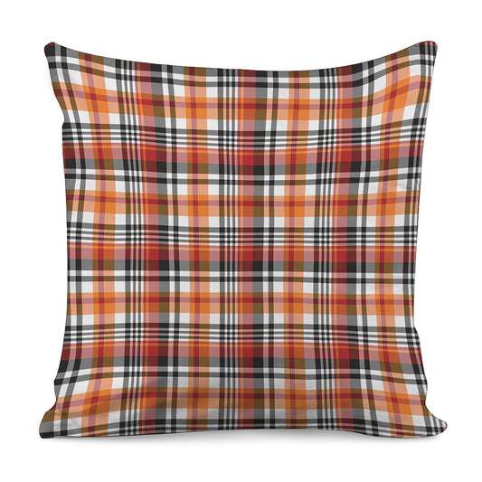 Orange And Black Madras Plaid Print Pillow Cover