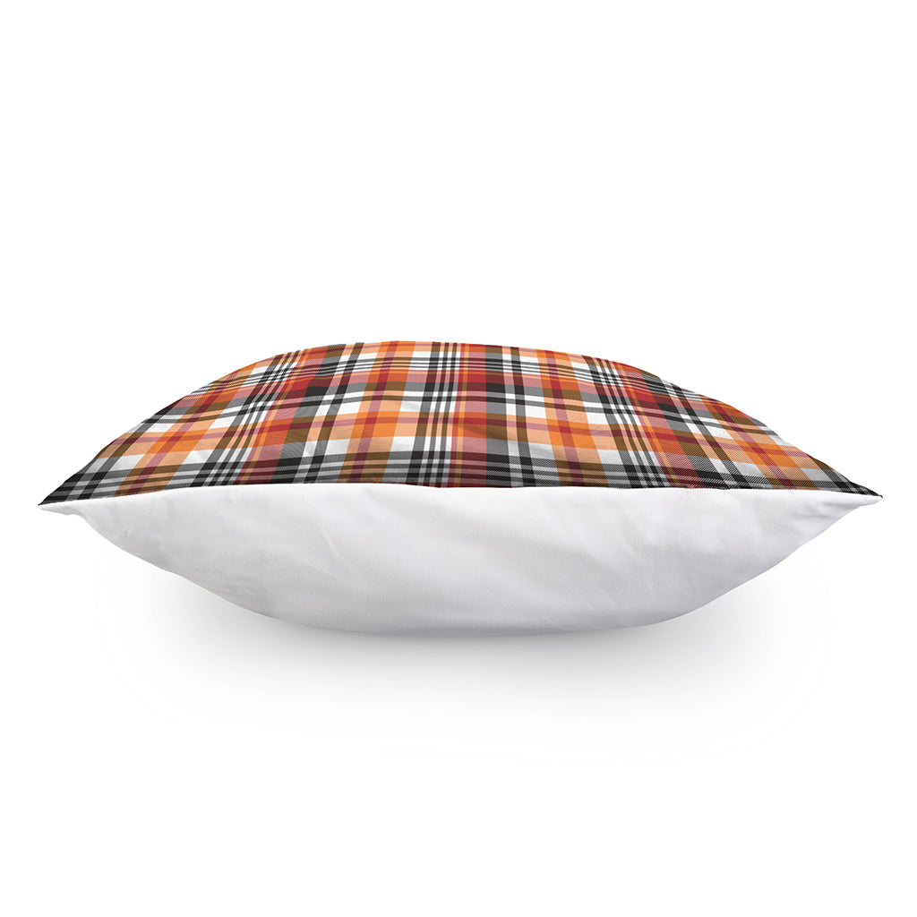 Orange And Black Madras Plaid Print Pillow Cover