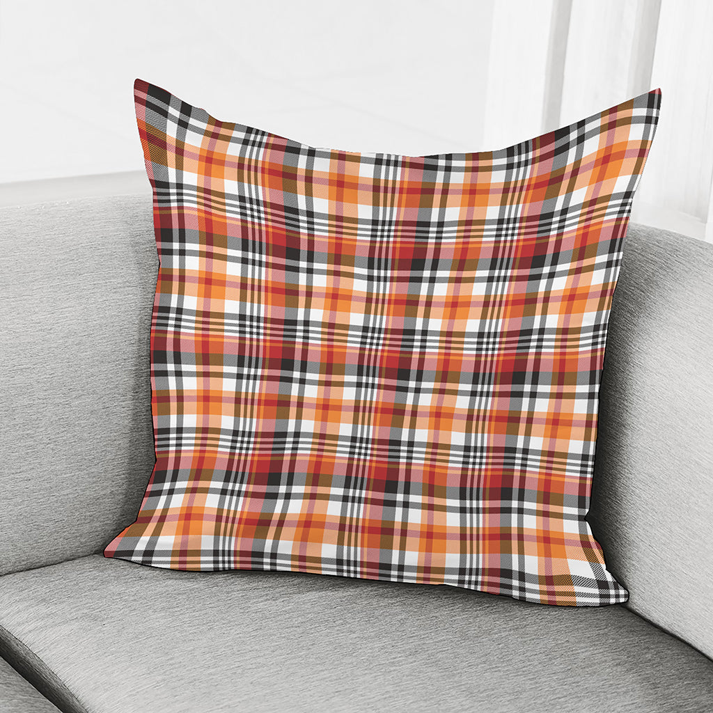 Orange And Black Madras Plaid Print Pillow Cover
