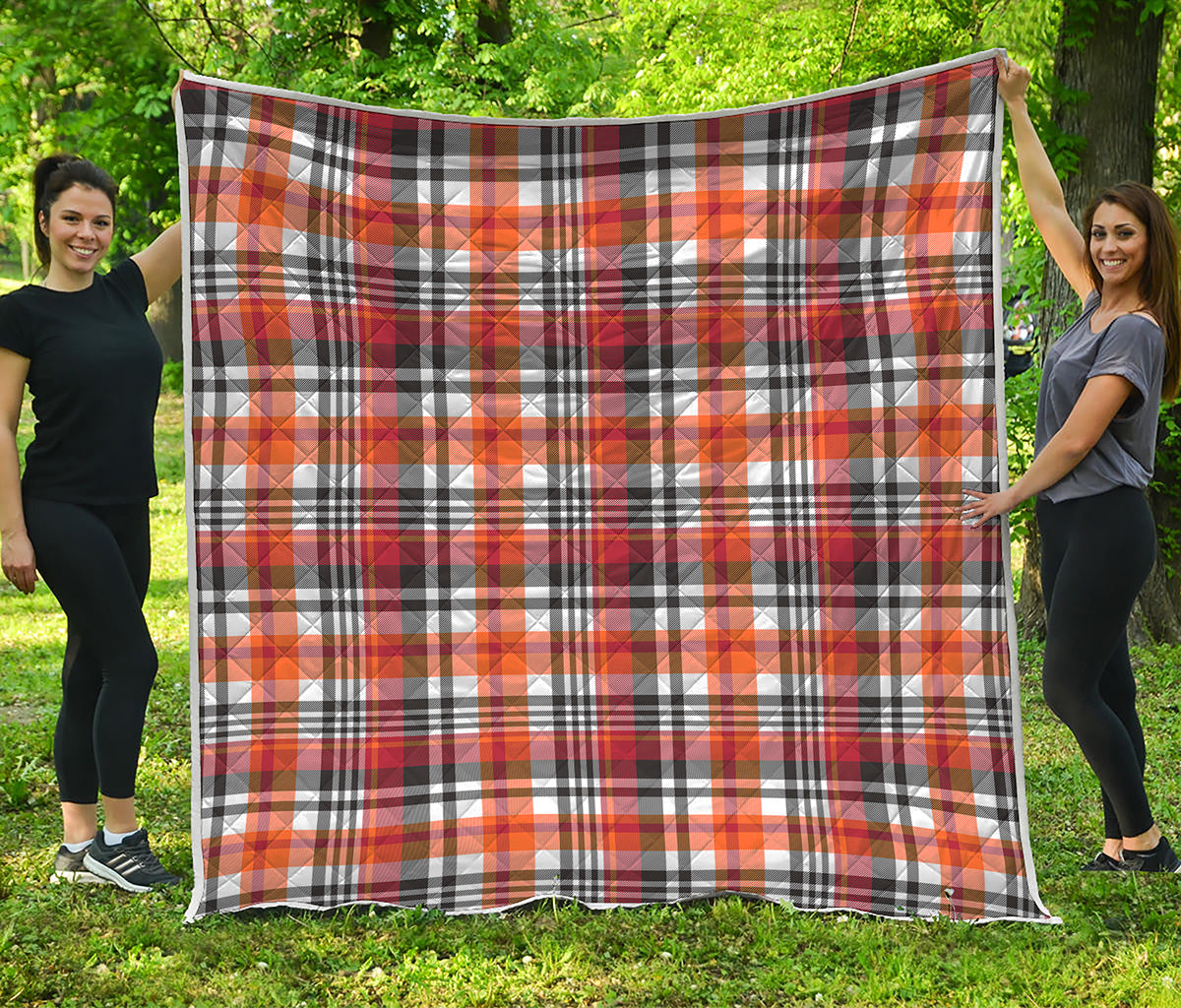 Orange And Black Madras Plaid Print Quilt