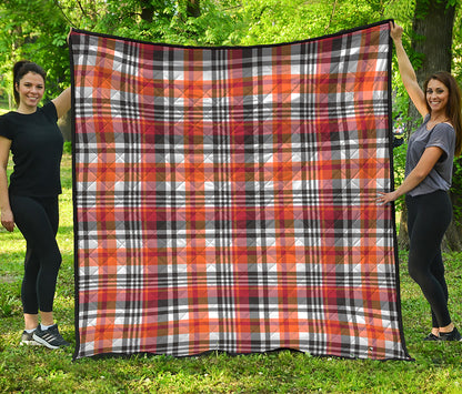 Orange And Black Madras Plaid Print Quilt