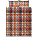 Orange And Black Madras Plaid Print Quilt Bed Set