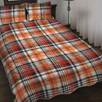 Orange And Black Madras Plaid Print Quilt Bed Set