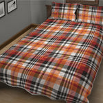 Orange And Black Madras Plaid Print Quilt Bed Set