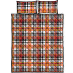 Orange And Black Madras Plaid Print Quilt Bed Set