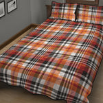 Orange And Black Madras Plaid Print Quilt Bed Set