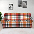 Orange And Black Madras Plaid Print Sofa Cover