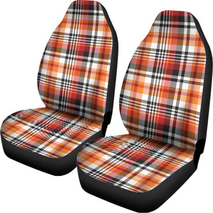 Orange And Black Madras Plaid Print Universal Fit Car Seat Covers