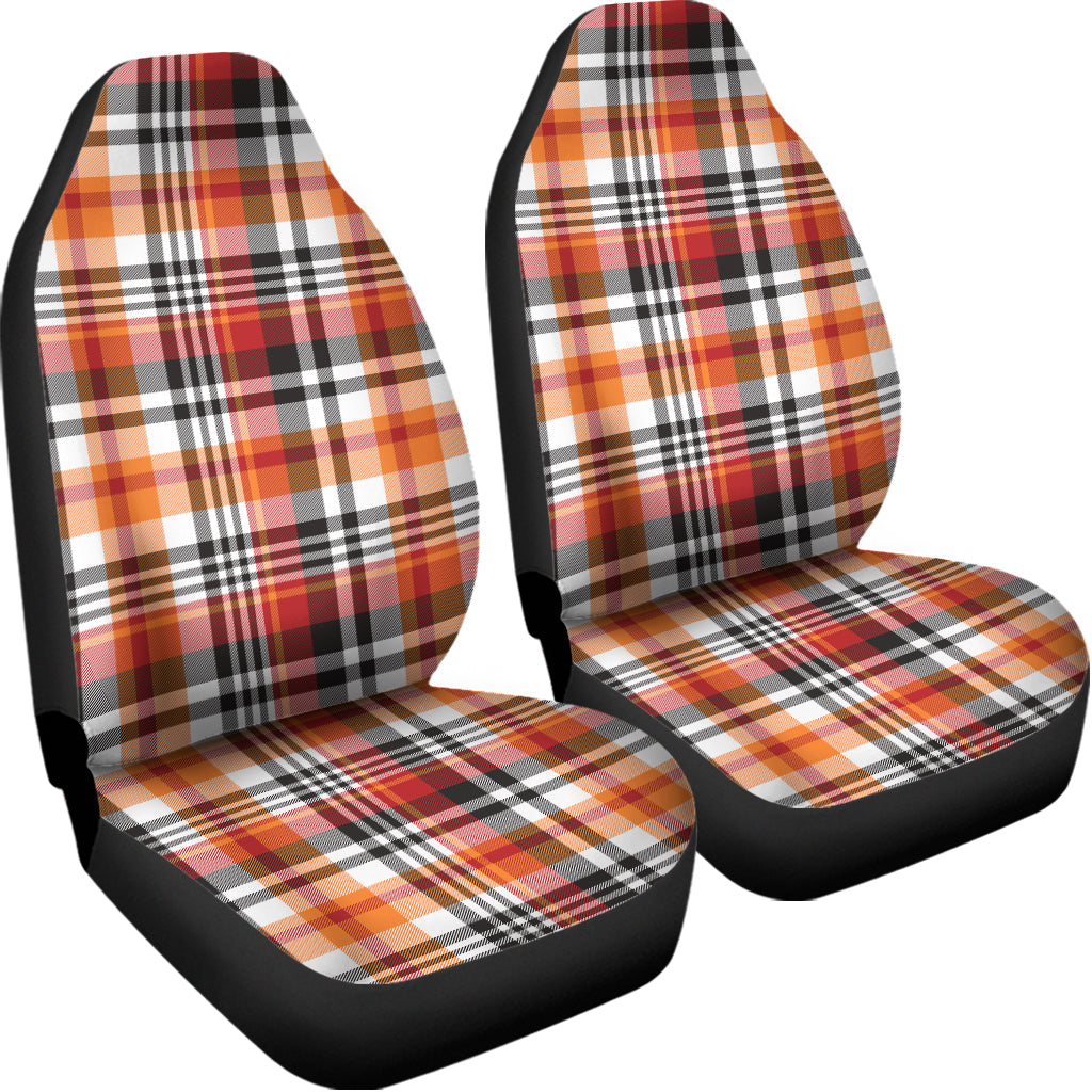 Orange And Black Madras Plaid Print Universal Fit Car Seat Covers