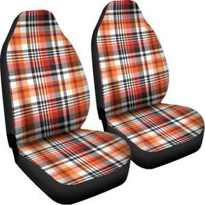 Orange And Black Madras Plaid Print Universal Fit Car Seat Covers