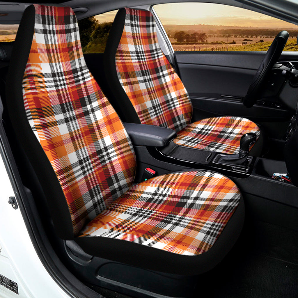 Orange And Black Madras Plaid Print Universal Fit Car Seat Covers