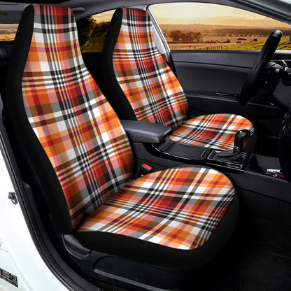 Orange And Black Madras Plaid Print Universal Fit Car Seat Covers