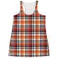 Orange And Black Madras Plaid Print Women's Racerback Tank Top