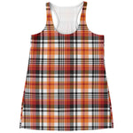 Orange And Black Madras Plaid Print Women's Racerback Tank Top