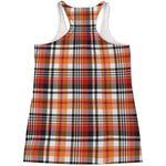 Orange And Black Madras Plaid Print Women's Racerback Tank Top