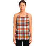 Orange And Black Madras Plaid Print Women's Racerback Tank Top
