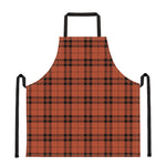 Orange And Black Tartan Pattern Print Apron