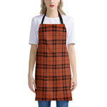 Orange And Black Tartan Pattern Print Apron